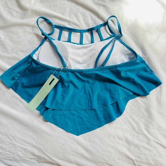 Dressfo Teal Blue Swimsuit Top Tapered Ladder Tankini Swim Top NWT Size S - Picture 7 of 11